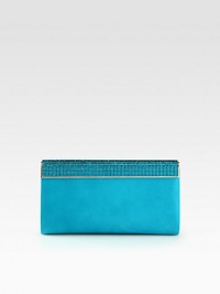 Sleek and compact shape rendered in shimmering pavé crystals and fine Italian leather with a hint of sheen. Magnetic flap closureOne inside open pocketSatin lining9W X 5H X 1DMade in Italy Sleek and compact shape rendered in shimmering pavé crystals and fine Italian leather with a hint of sheen. Magnetic flap closureOne inside open pocketSatin lining9W X 5H X 1DMade in Italy