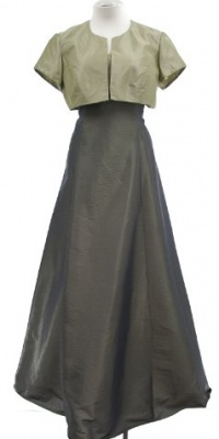 Alex Evenings Antique Green Taffeta Sleeveless Dress With Bolero Jacket 10P Alex Evenings Antique Green Taffeta Sleeveless Dress With Bolero Jacket 10P