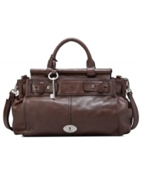 Lady-like with a vintage vibe, this chic satchel from Fossil is all about attitude. Soft pebbled leather, detail stitching and shabby-chic hardware showcase custom craftsmanship, while the inside is luxuriously spacious and exquisitely organized for all your essentials. Lady-like with a vintage vibe, this chic satchel from Fossil is all about attitude. Soft pebbled leather, detail stitching and shabby-chic hardware showcase custom craftsmanship, while the inside is luxuriously spacious and exquisitely organized for all your essentials.