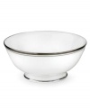 Set the table with poise and purpose. The Library Lane collection features tailored platinum bands on white china that bring black tie elegance to any meal. Fruit bowl not shown.