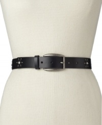 Wish upon a shooting star. Add a pop of electricity to your look with this star-studded belt by Fossil. Wish upon a shooting star. Add a pop of electricity to your look with this star-studded belt by Fossil.