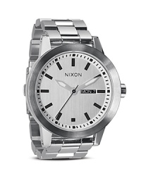 Nixon gives the cool-girl what she wants: His watch. With a boy-borrowed design and Japanese movement, this ticker is a perfect mate -- handsome and smart. Nixon gives the cool-girl what she wants: His watch. With a boy-borrowed design and Japanese movement, this ticker is a perfect mate -- handsome and smart.