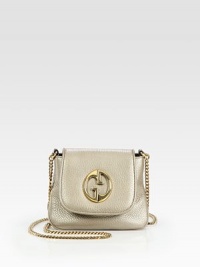 Metallic pebble-grain leather crafted in a demure flap silhouette with GG hardware and a chic chain strap.Chain strap, 25 dropMagnetic snap flap closureOne inside open pocketSuede lining7W X 5H X 3DMade in Italy Metallic pebble-grain leather crafted in a demure flap silhouette with GG hardware and a chic chain strap.Chain strap, 25 dropMagnetic snap flap closureOne inside open pocketSuede lining7W X 5H X 3DMade in Italy