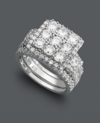 It's not an engagement ring unless it's extraordinary! This brilliant design highlights multitudes of round-cut diamonds (2 ct. t.w.) in a chic, square pattern. Crafted in 14k white gold. It's not an engagement ring unless it's extraordinary! This brilliant design highlights multitudes of round-cut diamonds (2 ct. t.w.) in a chic, square pattern. Crafted in 14k white gold.