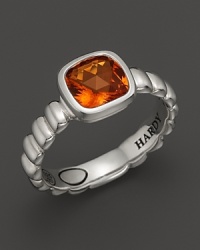 John Hardy Bedeg Sterling Silver Batu Square Station Slim Band Ring with 7mm Madeira Citrine John Hardy Bedeg Sterling Silver Batu Square Station Slim Band Ring with 7mm Madeira Citrine