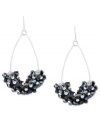 Beauty in bunches. This pair of orbital drop earrings from Kenneth Cole New York is crafted from silver-tone mixed metal with clusters of navy glass shaky beads making for a dynamic grouping. Approximate drop: 2-1/4 inches.