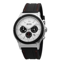 Hugo Boss Men's Quartz Watch with Silver Dial Chronograph Display and Black Rubber Strap 1512499 Hugo Boss Men's Quartz Watch with Silver Dial Chronograph Display and Black Rubber Strap 1512499