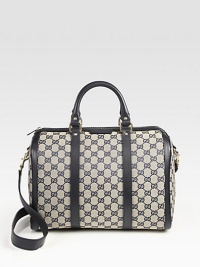 EXCLUSIVELY AT SAKS in BEIGE-NAVY. Signature GG canvas pairs with leather trim in a structured top-handle design. Double leather top handles, 3½ dropAdjustable detachable leather shoulder strap, 18½-20 dropTop zip closureProtective metal feetOne inside zip pocketTwo inside open pocketsNatural cotton linen lining13W X 8½H X 7DMade in Italy EXCLUSIVELY AT SAKS in BEIGE-NAVY. Signature GG canvas pairs with leather trim in a structured top-handle design. Double leather top handles, 3½ dropAdjustable detachable leather shoulder strap, 18½-20 dropTop zip closureProtective metal feetOne inside zip pocketTwo inside open pocketsNatural cotton linen lining13W X 8½H X 7DMade in Italy