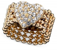 GUESS Gold-Tone Crystal Accent Heart Stretch Ring GUESS Gold-Tone Crystal Accent Heart Stretch Ring