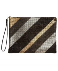 Ready, set, glam! This sparkling mixed metal clutch from BCBGMAXAZRIA is the perfect addition to your next A-list evening on the town. Ready, set, glam! This sparkling mixed metal clutch from BCBGMAXAZRIA is the perfect addition to your next A-list evening on the town.