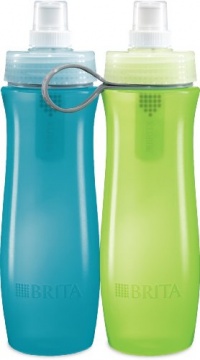 Brita Soft Squeeze Water Filter Bottle, Twin Pack, Blue & Green Brita Soft Squeeze Water Filter Bottle, Twin Pack, Blue & Green