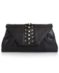 Add some attitude to your evening out. The Riley clutch from Danielle Nicole features edgy rocker-chic hardware, chain-link strap and ruched detailing, while separate interior compartments with plenty of pockets make it the obvious choice. Add some attitude to your evening out. The Riley clutch from Danielle Nicole features edgy rocker-chic hardware, chain-link strap and ruched detailing, while separate interior compartments with plenty of pockets make it the obvious choice.