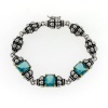 2-tone Designer-Inspired Bracelet w/Blue CZs