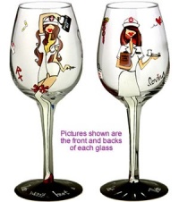 Bottom's Up 15-Ounce TLC 2 Handpainted Wine Glass Bottom's Up 15-Ounce TLC 2 Handpainted Wine Glass