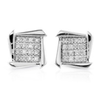 0.10ct TDW Diamond Square Cluster Earrings in Sterling Silver 0.10ct TDW Diamond Square Cluster Earrings in Sterling Silver