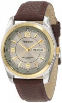 Armitron Men's Round Two-Tone Brown Leather Dress Watch #201925GYBN Armitron Men's Round Two-Tone Brown Leather Dress Watch #201925GYBN