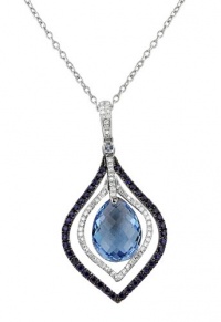 Effy Jewlery 14K White Gold Blue Topaz & Diamond Pendant, 7.69 TCW