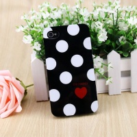 HOTER® Muliti Color Heart Large Polka Dots Design iPhone 4 Case - Black HOTER® Muliti Color Heart Large Polka Dots Design iPhone 4 Case - Black