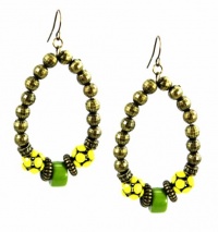 Macy's Label Earrings, Antique Gold, Yellow, and Green Bead Teardrop Earrings Macy's Label Earrings, Antique Gold, Yellow, and Green Bead Teardrop Earrings