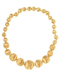 Hand engraved beaded necklace in 18K yellow gold from Marco Bicego's Africa collection. Hand engraved beaded necklace in 18K yellow gold from Marco Bicego's Africa collection.
