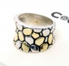 City by City Ring, Silver and Gold Tone Pebble Band Size 7