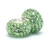 Set of 2 - Bella Fascini Peridot Green Pave Sparkle Bling - August Birthstone - Solid .925 Sterling Silver Core European Charm Bead Made with Authentic Swarovski Crystals - Compatible Brand Bracelets : Authentic Pandora, Chamilia, Moress, Troll, Ohm, Zabl