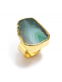 THE LOOKAbstract silhouetteGreen fire agate detail14k goldplated settingTHE MEASUREMENTLength, about 1ORIGINMade in USA THE LOOKAbstract silhouetteGreen fire agate detail14k goldplated settingTHE MEASUREMENTLength, about 1ORIGINMade in USA