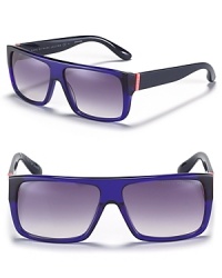 MARC BY MARC JACOBS reinvents the classic wayfarer. This thick square frame with colorful striped arms lends hip style to any ensemble. MARC BY MARC JACOBS reinvents the classic wayfarer. This thick square frame with colorful striped arms lends hip style to any ensemble.