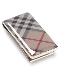 An everyday essential is accented with a signature check pattern and a glossy surface for top-notch style. An everyday essential is accented with a signature check pattern and a glossy surface for top-notch style.