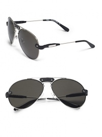 THE LOOKAviator styleMetal framesBridge and temple leather accents Logo accented temples UV protectionSignature case includedORIGINMade in France THE LOOKAviator styleMetal framesBridge and temple leather accents Logo accented temples UV protectionSignature case includedORIGINMade in France
