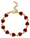 Lily Nily Children's 18k Gold Overlay Red Enamel Hearts Bracelet