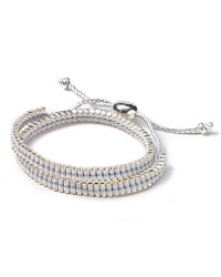 Links of London Double Wrap Pewter and White Friendship Bracelet Links of London Double Wrap Pewter and White Friendship Bracelet