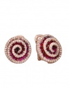 Effy Jewlery Jardin Bloom Ruby and Diamond Flower Earrings, 2.18 TCW