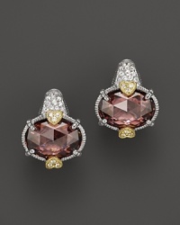 Sparkling raspberry crystal is accented with 18K gold, sterling silver and shimmering white sapphires. From Judith Ripka. Sparkling raspberry crystal is accented with 18K gold, sterling silver and shimmering white sapphires. From Judith Ripka.