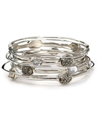 Stacked jewels reign supreme this season, so slip on this bold set of stone and crystal bangles from RJ Graziano as an effortless way to tap into the trend. Stacked jewels reign supreme this season, so slip on this bold set of stone and crystal bangles from RJ Graziano as an effortless way to tap into the trend.