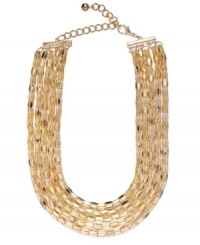 Cover your neckline in layers of shimmering elegance with this five-row necklace from Sequin. Crafted in 14k gold-plated mixed metal. Approximate length: 15 inches + 4-inch extender. Cover your neckline in layers of shimmering elegance with this five-row necklace from Sequin. Crafted in 14k gold-plated mixed metal. Approximate length: 15 inches + 4-inch extender.