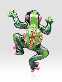 From the Pins Collection, add a glimmering flourish to any outfit with the Peter Frog Tack Pin.Enamel and crystalSilvertoneHandmade, hand-enameled and hand-set1L X .75WImported From the Pins Collection, add a glimmering flourish to any outfit with the Peter Frog Tack Pin.Enamel and crystalSilvertoneHandmade, hand-enameled and hand-set1L X .75WImported