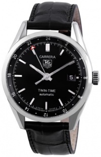 TAG Heuer Men's WV2115.FC6180 Carerra Calibre 7 Twin Time Automatic Black Dial Black Crocodile Watch TAG Heuer Men's WV2115.FC6180 Carerra Calibre 7 Twin Time Automatic Black Dial Black Crocodile Watch