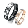 316l Stainless Steel Black & Gold Plated True Love Engraved Cz GEM Mens Ladies Ring for Wedding/engagement/promise/eternity