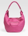 Classically shaped leather accessory with front zip and flap pockets, makes the perfect option for casual nights out.Top handle, 7 drop Top zip closure One outside zip pocket One outside magnetic flap pocket One inside zip pocket Two inside open pockets Fully lined 19W X 15H X ¼D Imported
