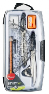 Maped Study Compass and Geometry Kit, 10-Piece Assortment with Shatterproof Box, Assorted Colors (897010) Maped Study Compass and Geometry Kit, 10-Piece Assortment with Shatterproof Box, Assorted Colors (897010)