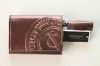 Juicy Couture GLAM LEATHER CREDIT CARD CASE in Metallic Brown Bronze with Tassle