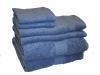 WOW 100-Percent Cotton Extra Dense 750 Gram Per Square Meter 6-Piece Towel Set, Medium Blue