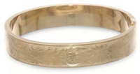 14k Yellow Gold Filled Sterling Silver Engraved Flower Bracelet, 7 14k Yellow Gold Filled Sterling Silver Engraved Flower Bracelet, 7