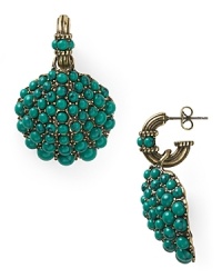 These turquoise-accented Giles & Brother earrings are cast in antiqued brass, perfectly capturing the nautical trend with bit of industrial, downtown grit. These turquoise-accented Giles & Brother earrings are cast in antiqued brass, perfectly capturing the nautical trend with bit of industrial, downtown grit.