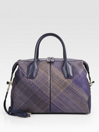 A beautifully crafted woven design in a multitude of shades accented in smooth leather details.Double top handles, 5½ dropDetachable adjustable shoulder strap, 22-24 dropTop zip closureProtective metal feetOne inside zip pocketFully lined15¼W X 10½H X 6DImported A beautifully crafted woven design in a multitude of shades accented in smooth leather details.Double top handles, 5½ dropDetachable adjustable shoulder strap, 22-24 dropTop zip closureProtective metal feetOne inside zip pocketFully lined15¼W X 10½H X 6DImported