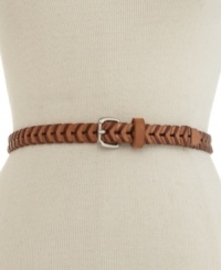 Rich, wrapped leather and a trendy skinny silhouette make this Fossil belt your new go-to accessory. Rich, wrapped leather and a trendy skinny silhouette make this Fossil belt your new go-to accessory.