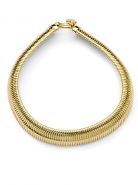 THE LOOKA stretchy, ribbed snake-chain lookOversized spring clip claspTHE FITLength, about 17Width, about 1THE MATERIAL18k gold platingORIGINMade in Italy THE LOOKA stretchy, ribbed snake-chain lookOversized spring clip claspTHE FITLength, about 17Width, about 1THE MATERIAL18k gold platingORIGINMade in Italy