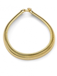 THE LOOKA stretchy, ribbed snake-chain lookOversized spring clip claspTHE FITLength, about 17Width, about 1THE MATERIAL18k gold platingORIGINMade in Italy