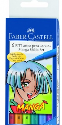 Faber-Castell Manga Shojo Pitt Artist Brush Pens 6/Pkg 6 Colors 167130 Faber-Castell Manga Shojo Pitt Artist Brush Pens 6/Pkg 6 Colors 167130